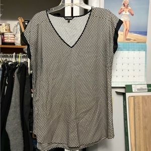 Express Black and White V-Neck Blouse